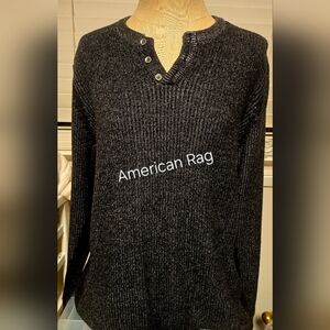 American Rag men's knit pullover sweater dark gray/black medium